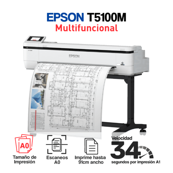 Impresora Plotter EPSON SureColor T5100M (A0) - Multifuncional