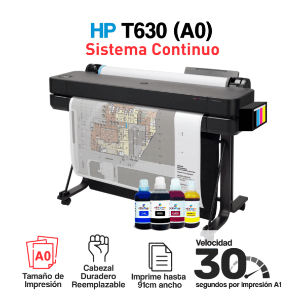 Impresora Plotter HP T630 (A0) + Sistema Continuo