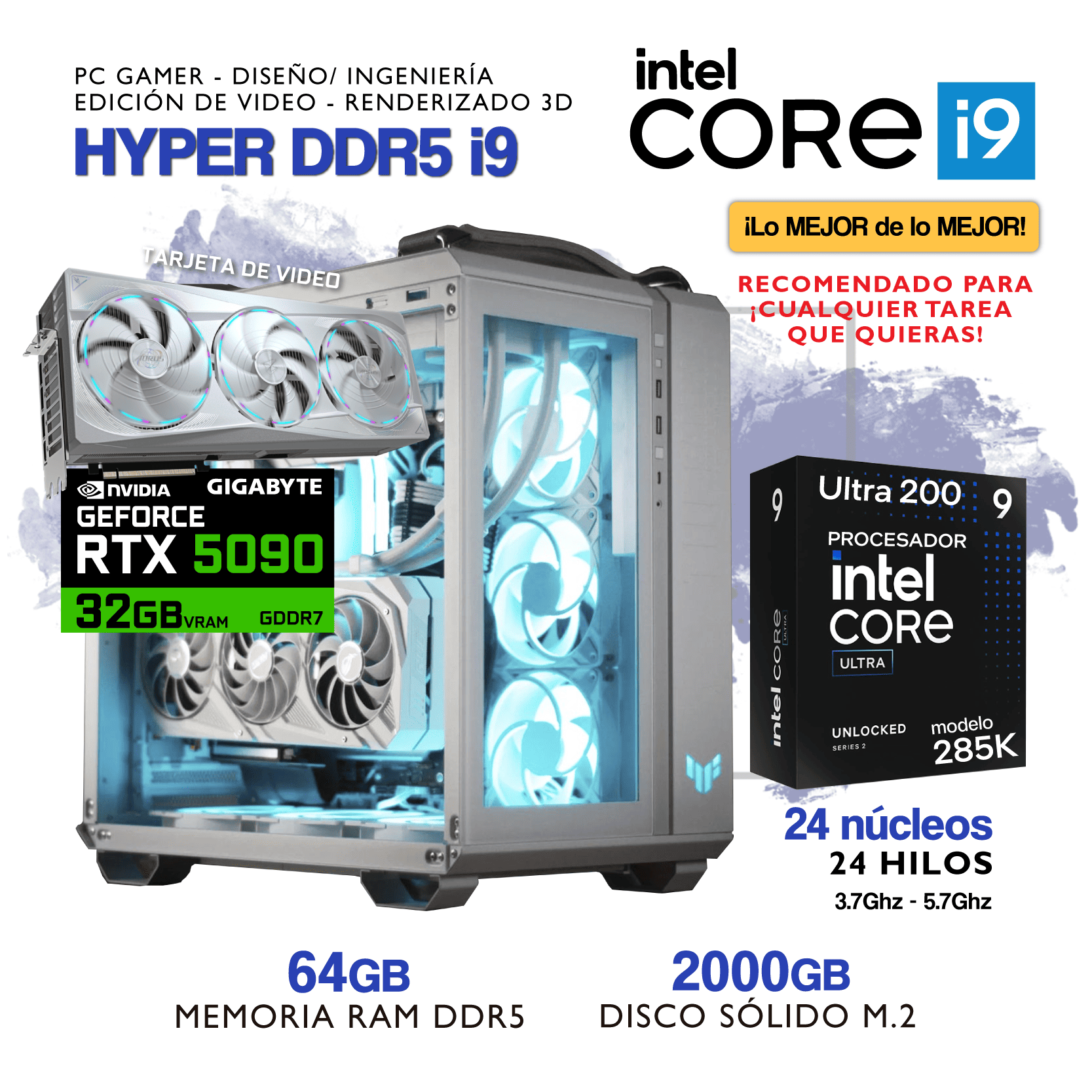 PC IMAGENES WEB_Mesa de trabajo 1 copia 7 PC HYPER DDR5 i9 - Intel Core Ultra 9 285K - NVIDIA GEFORCE RTX 5090 32Gb - 32Gb RAM DDR5 - 2000Gb SSD M.2 - Imagen 1