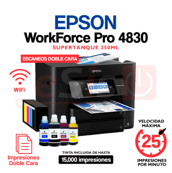 Impresora Epson WorkForce Pro 4830 + Sistema Continuo