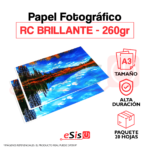 Papel Fotográfico RC BRILLANTE - Tamaño A3 260 gr - 20 hojas por paquete - Alta Duración