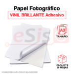 Papel Fotográfico VINIL BRILLANTE Adhesivo - Tamaño A3 - 20 hojas por paquete