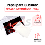 Papel para SUBLIMAR Secado INSTANTÁNEO - Tamaño A3 100gr - 50 hojas por paquete