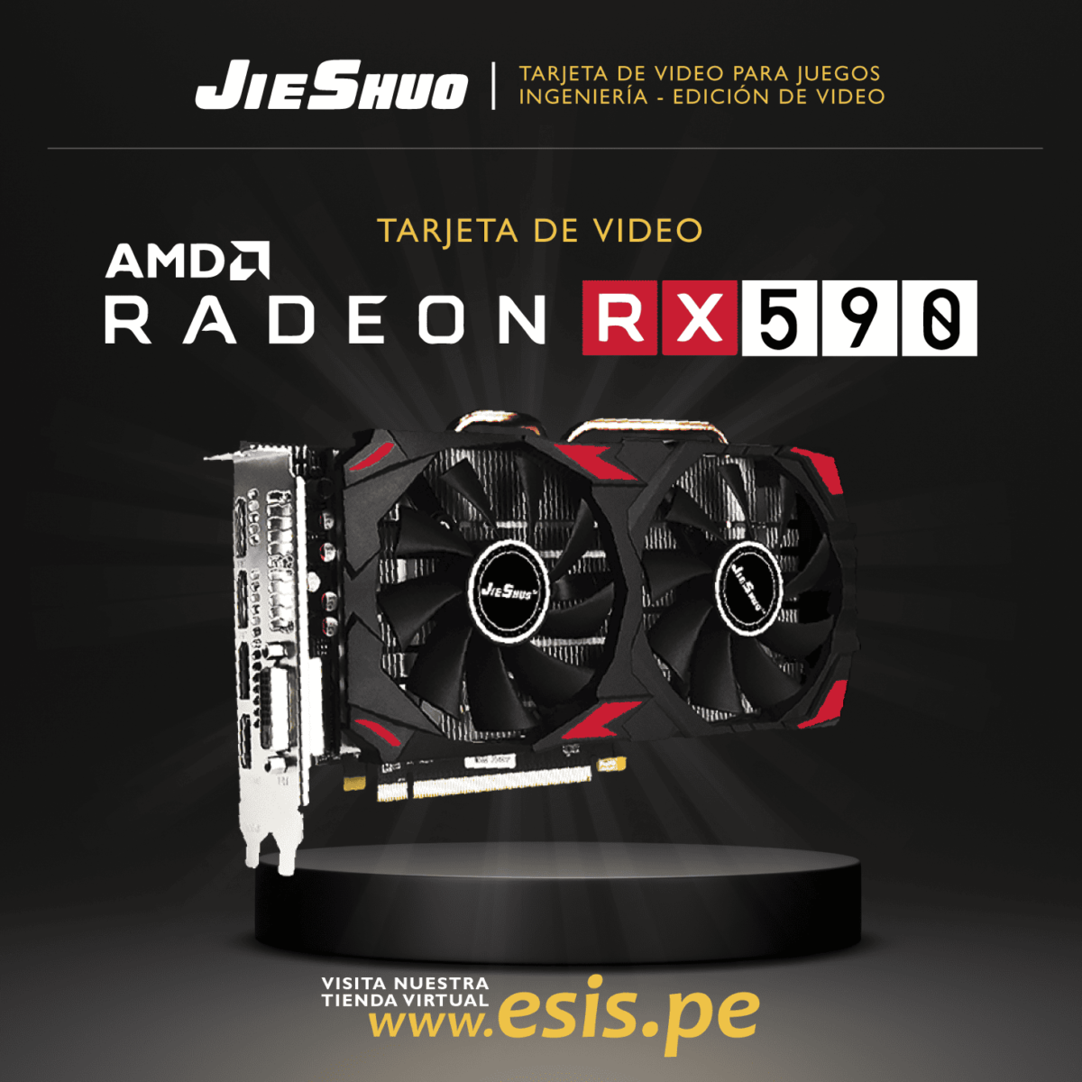 Tarjeta de Video AMD RADEON RX 590 JIESHUO - 8Gb VRAM - GDDR5 - Imagen 1