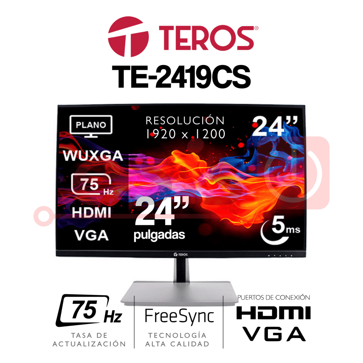 Monitor TEROS TE-2419CS - 24 Pulgadas - 1920x1080 WUXGA - 75Hz - 5ms - Imagen 1