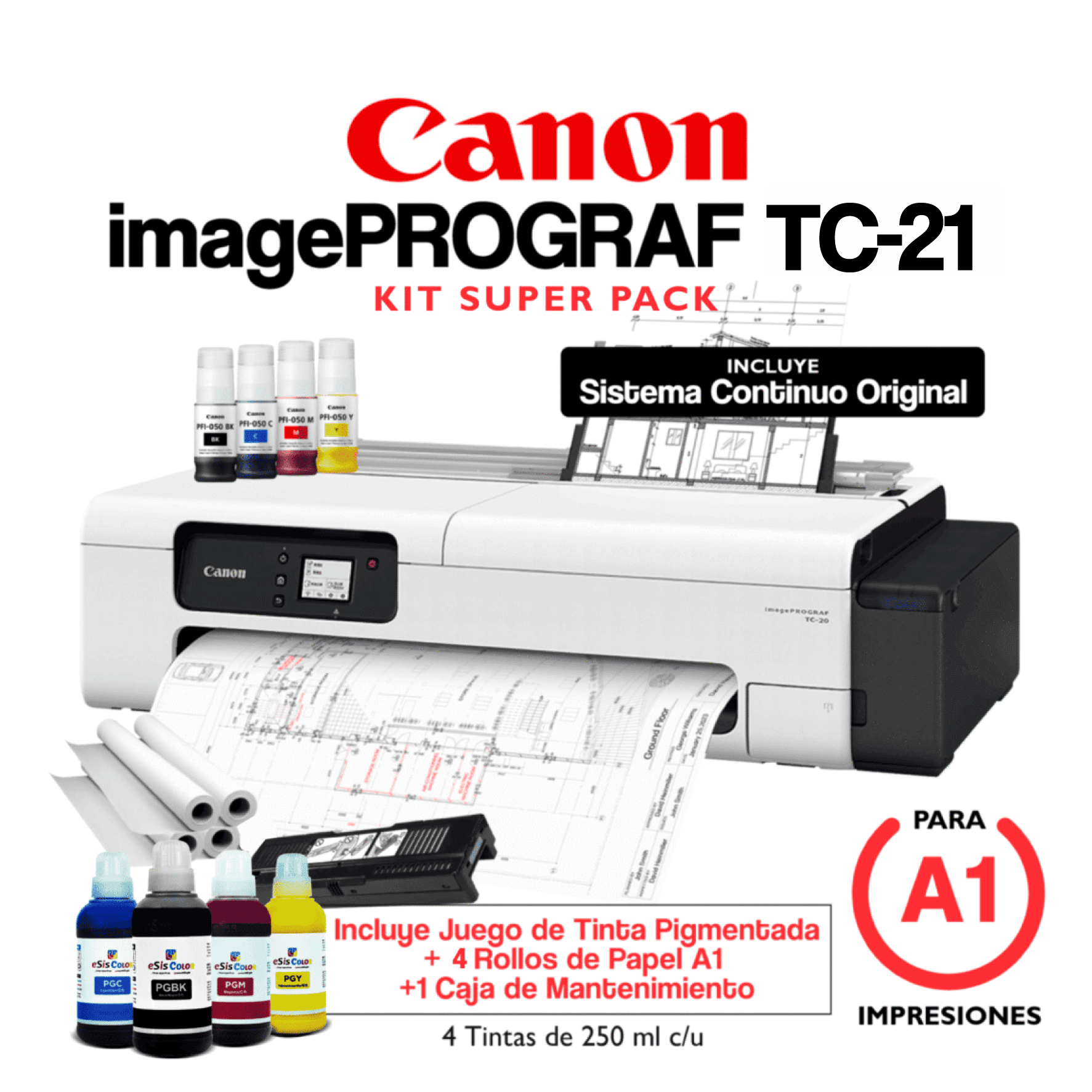 AUTORESPUESTAS 2-168 Plotter Canon TC-21 (A1) + Kit SUPER Pack - Imagen 1