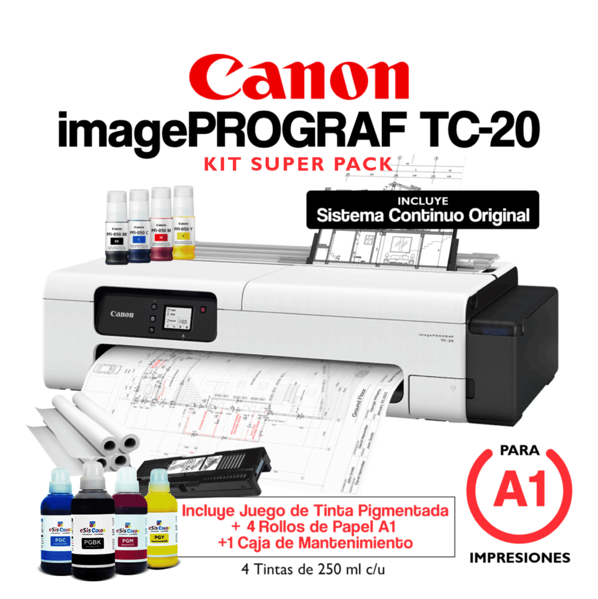 Plotter Canon TC-20 (A1) + Kit SUPER Pack - Imagen 1