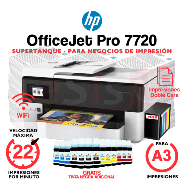 Impresora hp OfficeJet Pro 7720 + Sistema Continuo SuperTanque