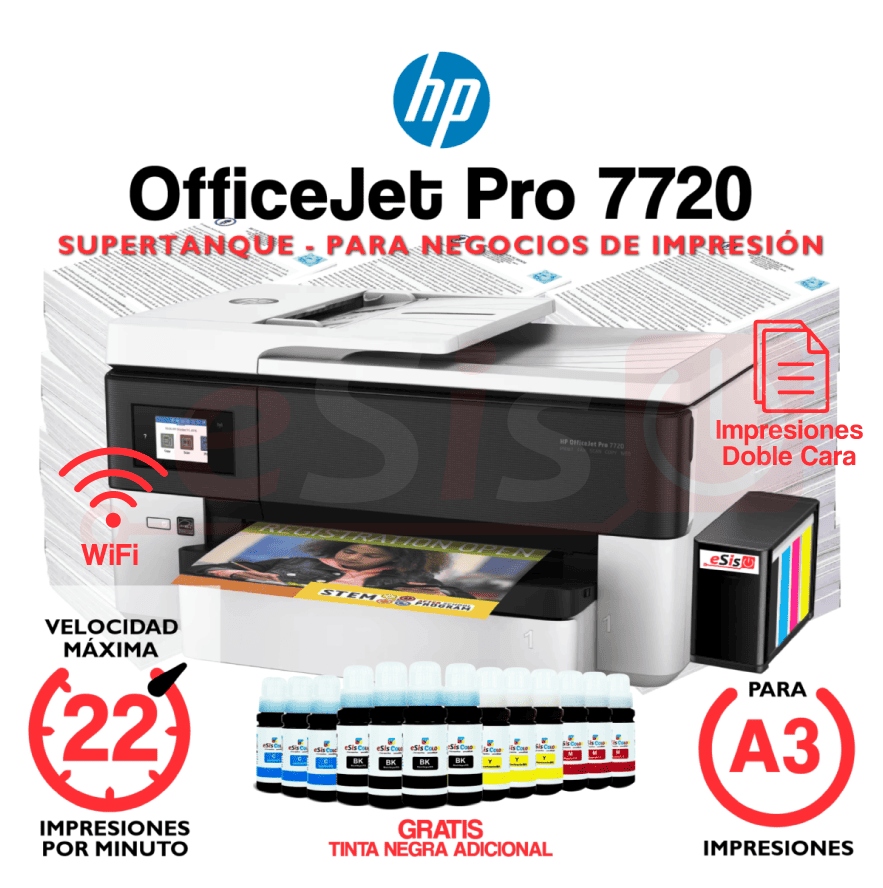 hp OfficeJet Pro 7720 Impresora hp OfficeJet Pro 7720 + Sistema Continuo SuperTanque - Imagen 1