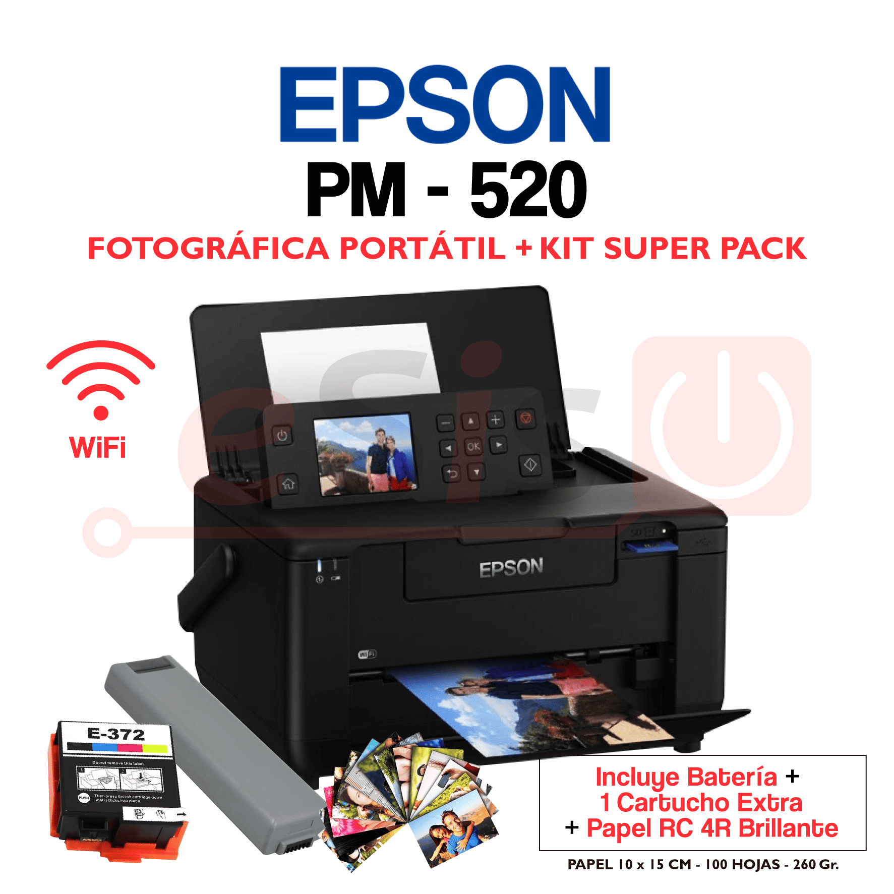 AUTORESPUESTAS 2-101 Impresora Fotográfica Portátil Epson PM-520 + Kit Super Pack - Imagen 1