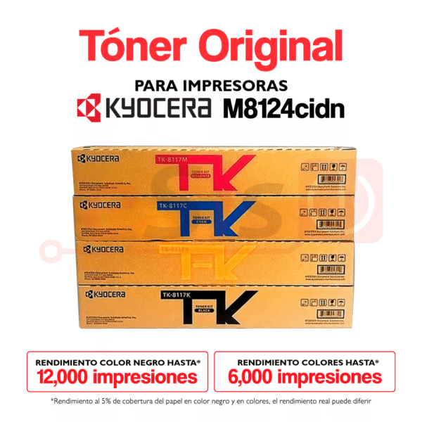 Juego Cartucho Tóner Original (TK-8117) para KYOCERA M8124cidn