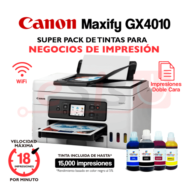 Impresora Canon MAXIFY GX 4010 + Super Pack Tintas