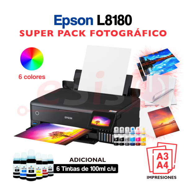 Impresora Epson EcoTank L8180 + Super Pack Fotográfico