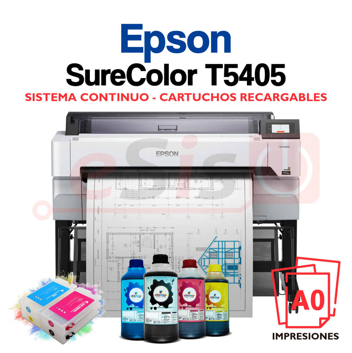 Plotter EPSON SureColor T5405 (A0) + Sistema Continuo Cartuchos Recargables - Imagen 1