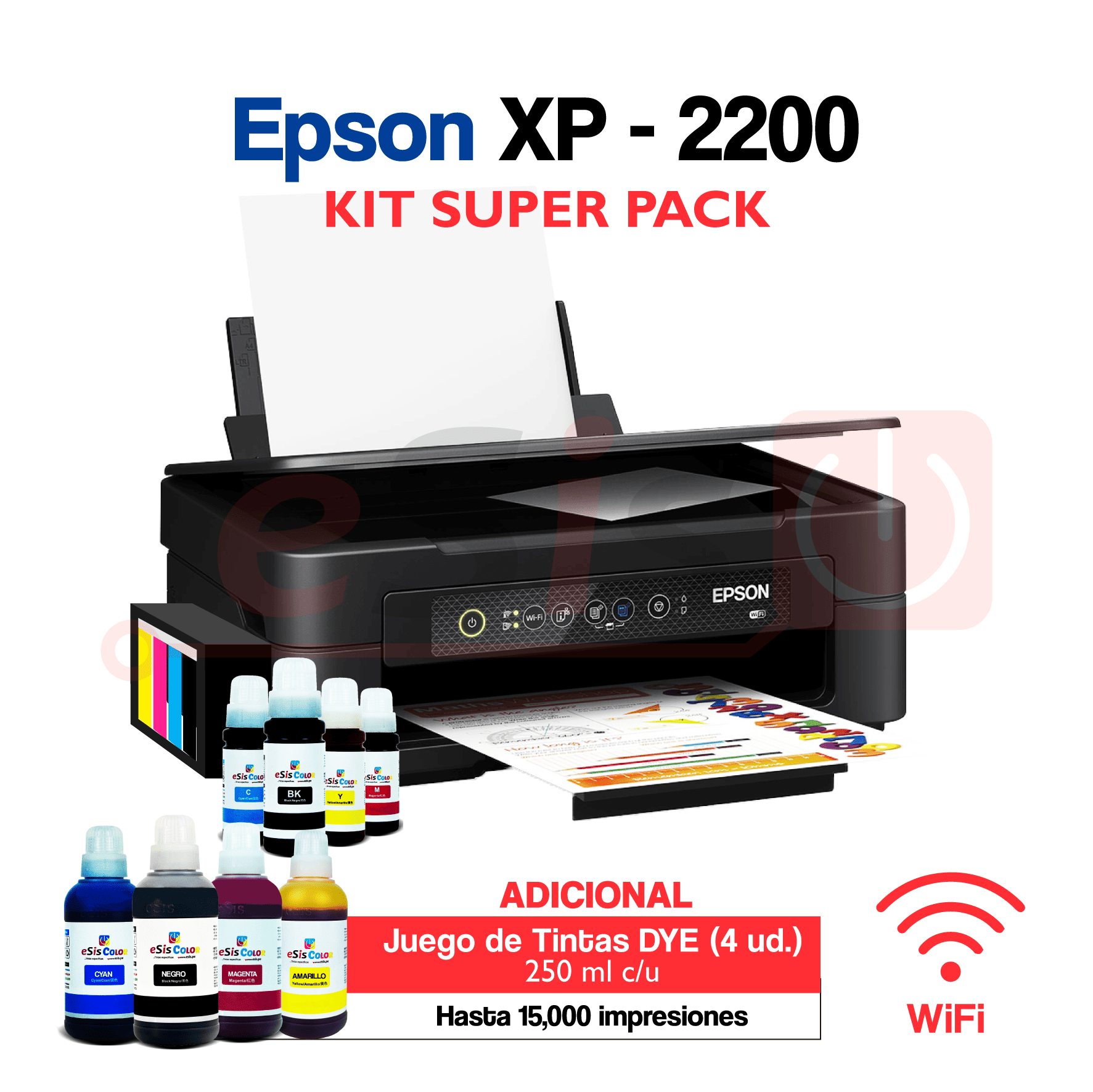 AUTORESPUESTAS 2-127 Impresora Epson XP-2200 (Sistema Continuo) - WiFi + Kit Super Pack - Imagen 1