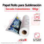 Rollo de Papel para SUBLIMACIÓN - Secado Instantáneo - Tamaño A1 - 100gr - 45 metros de largo