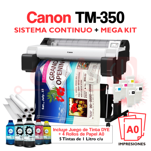 Impresora Plotter Canon TM-350 (A0) + Sistema Continuo + Mega KIT Negocios