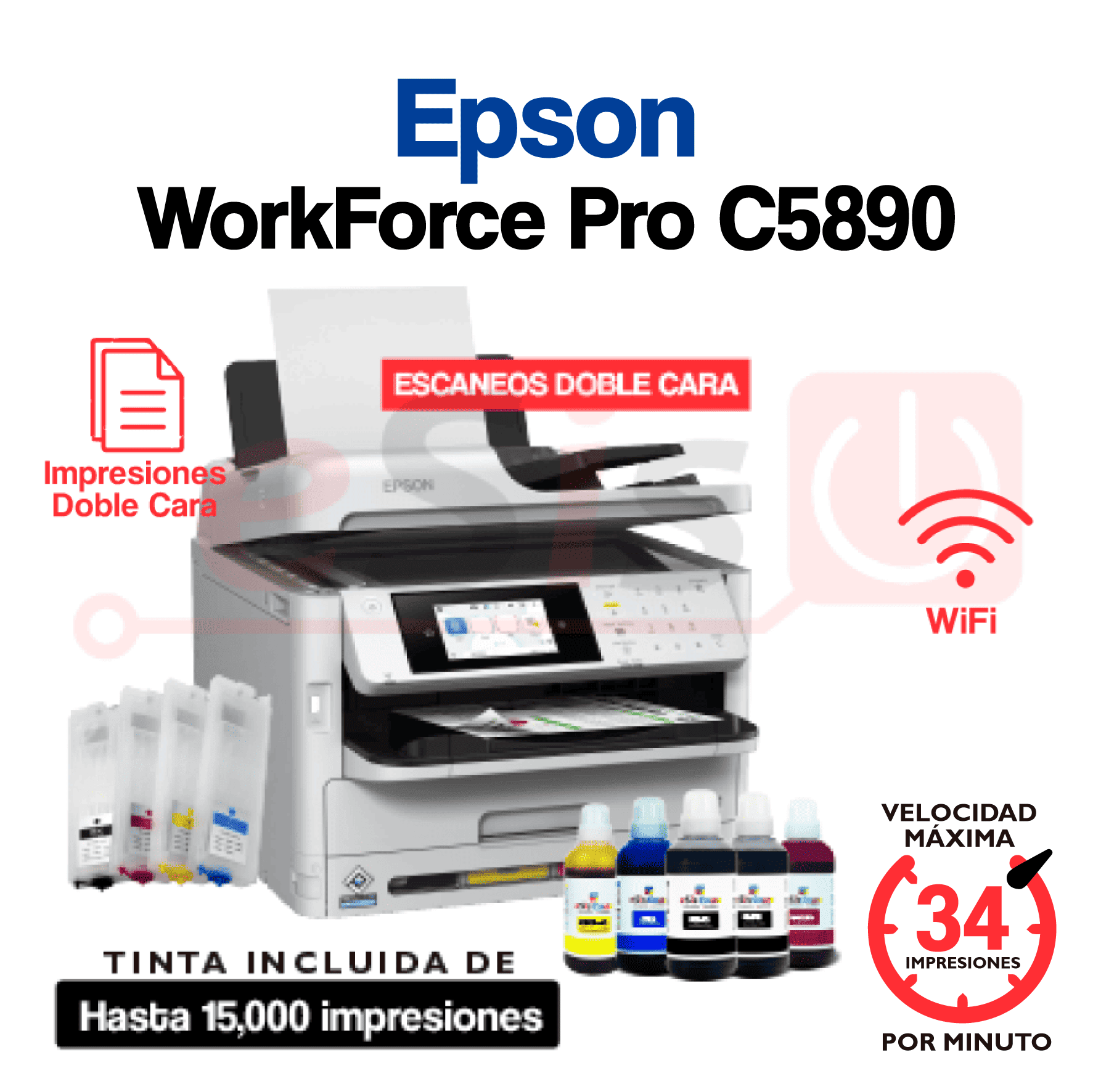 AUTORESPUESTAS 2-182 Impresora Epson WorkForce WF-C5890 + Sistema Continuo (Tinta DYE) - Imagen 1