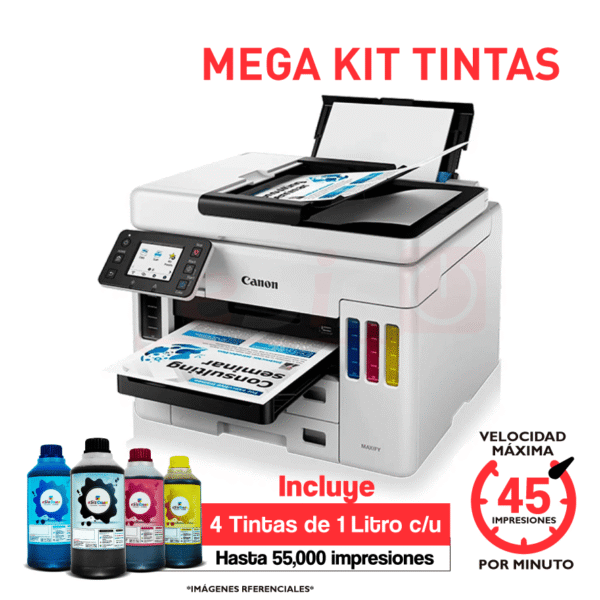 Impresora Canon MAXIFY GX 7010 + 4 Litros de Tinta eSisColor