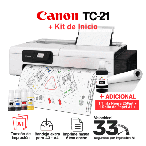 Impresora Plotter Canon TC-21 (A1) + Kit de Inicio