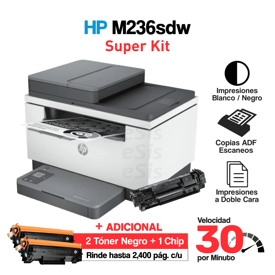 NUEVAS IMAGENES WEB_Mesa de trabajo 1 copia 58 Impresora hp LaserJet MFP M236sdw (A4) (Monocromática) + Super KIT - Imagen 1