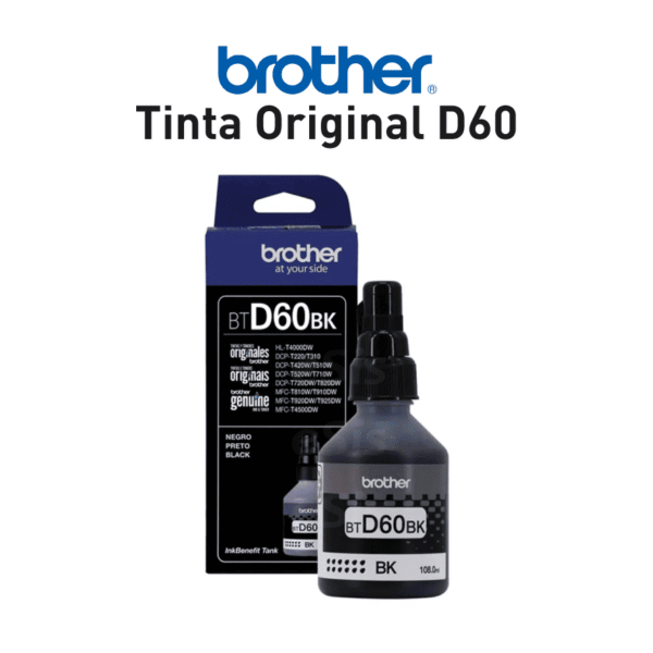 Tinta Original BROTHER Color Negro D60 (108ml)