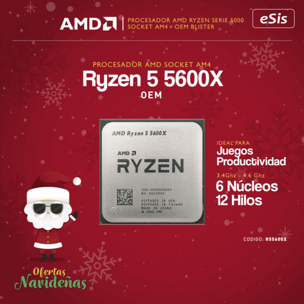Procesador - AMD Ryzen 5 5600X - OEM - AM4 - 6 núcleos 12 hilos