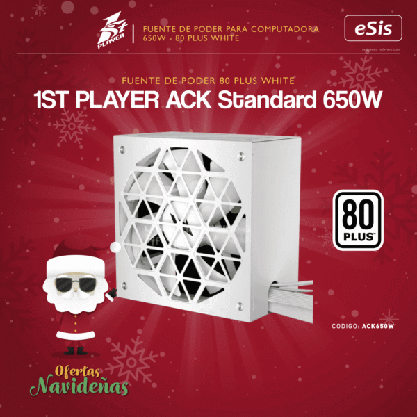 Fuente de poder 1ST PLAYER - 650W ACK Standard - 80 Plus White - Color Blanco