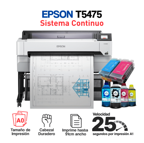 Impresora Plotter EPSON T5475 (A0) + Sistema Continuo
